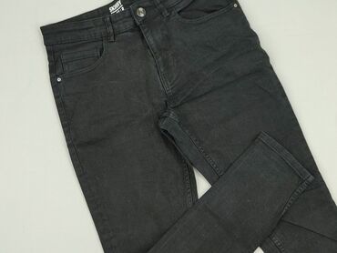 czarne spodnie z wysokim stanem z dziurami: Skinny, Jeans for women, size L (EU 40)