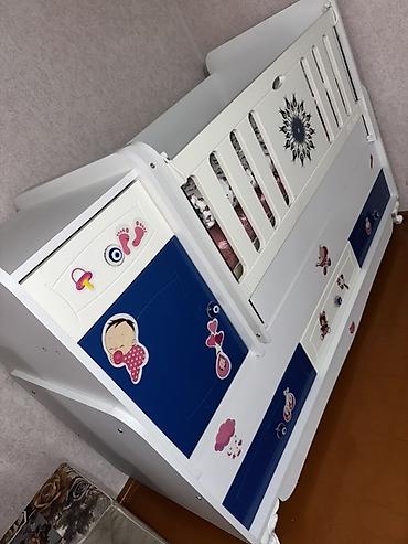 продам матрас бу: Uşaq beşiyi – modul kombinə edilmiş model - Rəng: ağ-göy tonlarda — 3