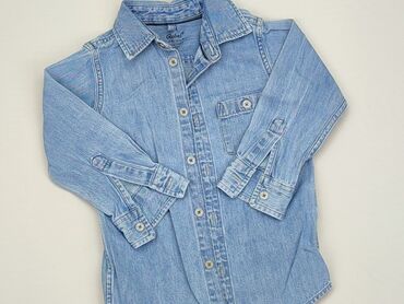 bluzki chłopięce z długim rękawem 134: Koszula 2-3 lat, stan - Dobry, wzór - Jednolity kolor, kolor - Niebieski