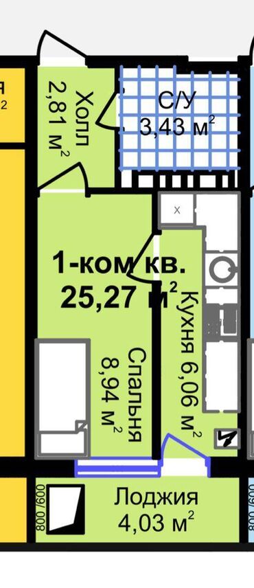 Продажа квартир: 1 комната, 26 м², 108 серия, 8 этаж, ПСО (под самоотделку)