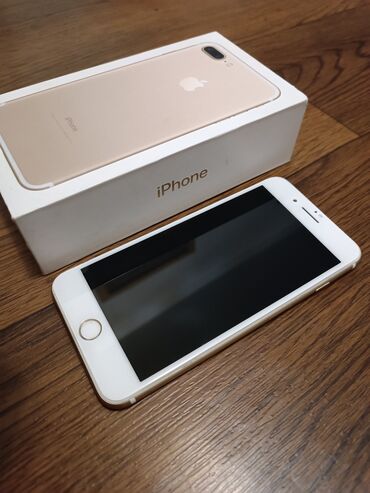 Apple iPhone: IPhone 7 Plus, Б/у, 32 ГБ, Золотой, Защитное стекло, Чехол, Коробка, 74 %
