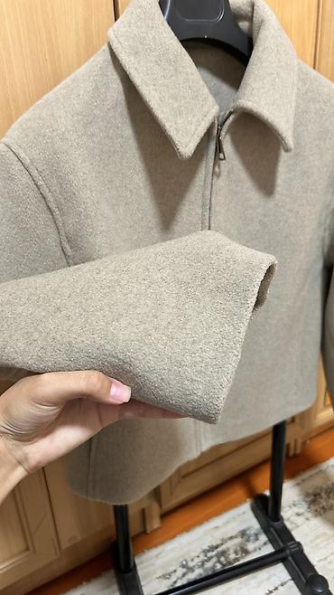 veste lana: Женская укороченная куртка из шерстяной ткани (серо-бежевый меланж) В — 4