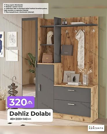 Шкафы: Dəhliz Dolabı – 40×200×140 sm - Rəng seçimi: mümkündür - Material: 18 — 1