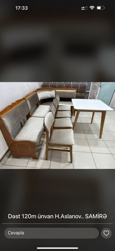 Masa və oturacaq dəstləri: Mətbəx üçün, Açılmayan, Kvadrat masa, 4 stul — 1