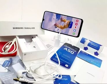самсунг 2023: Samsung Galaxy A50, Колдонулган, 256 ГБ, түсү - Саргыч боз, 2 SIM