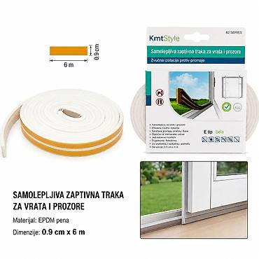 KMT Lampa za šavove vrata E tip bela 3280615 Samolepljiva zaptivna