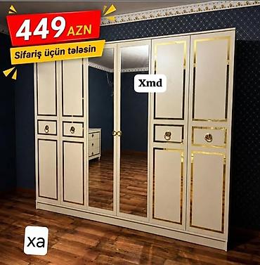 flex tape traka: Klassik dizaynlı, ağ rəngli və qızılı haşiyəli 5 qapılı dolab. Orta — 1