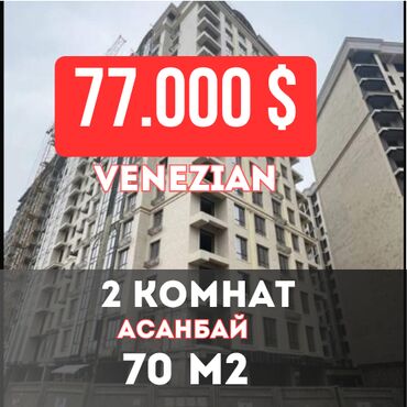 снять квартиру без риэлтора: 2 бөлмө, 70 кв. м, Элитка, 13 кабат, ПСО (өзү оңдоп түзөтүп бүтүү үчүн)