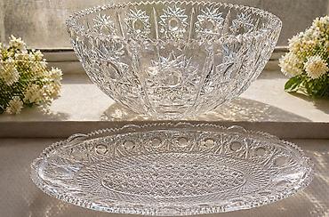 ulduz acar: Vintaj SSR kristalı – yeni. - Klassik dərin qab və iri oval boşqab — 1
