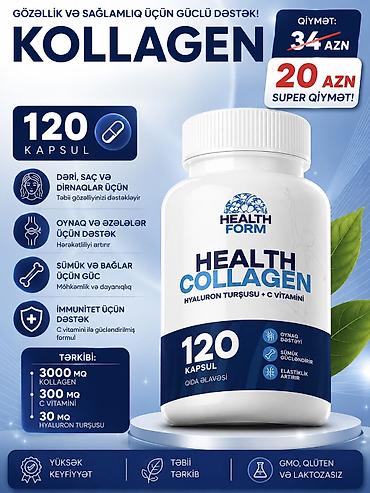 ağ sarucka: Health Form – Kollagen (Hyaluron turşusu + C vitamini), 120 kapsul — 1