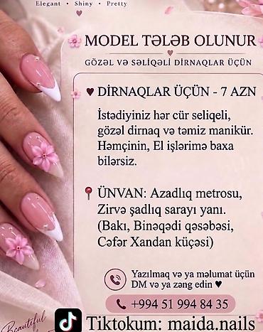 manikur kurslari: Gözəl və səliqəli dırnaqlar üçün model axtarılır. Xidmət: - — 1