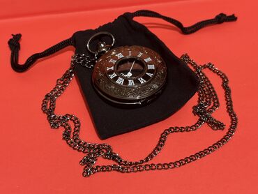 Əntiq saatlar: Klassik cib saatı – qara metal korpus və zəncir - Dizayn: Qapaqlı — 1