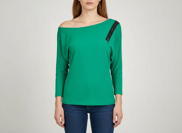 zielone bluzki z bufiastymi rękawami: SIMPLE, Women's blouse, size XS