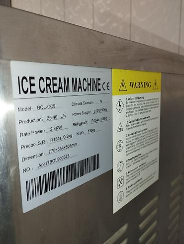 Производство мороженого: Аппарат для мягкого мороженого. Модель: BQL-CC9 Производительность — 3