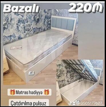 Çarpayılar: Yeni, Təknəfərlik çarpayı, Bazalı, Matras ilə, Azərbaycan — 14