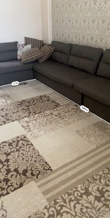 каракол диван: Угловой диван, цвет - Серый, Б/у