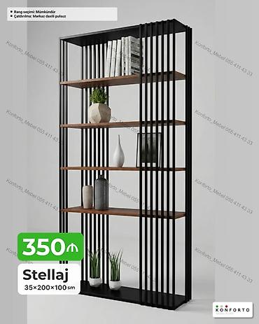 Stellaj – loft tərzində açıq rəf sistemi Ölçü: 35 × 200 × 100 sm
