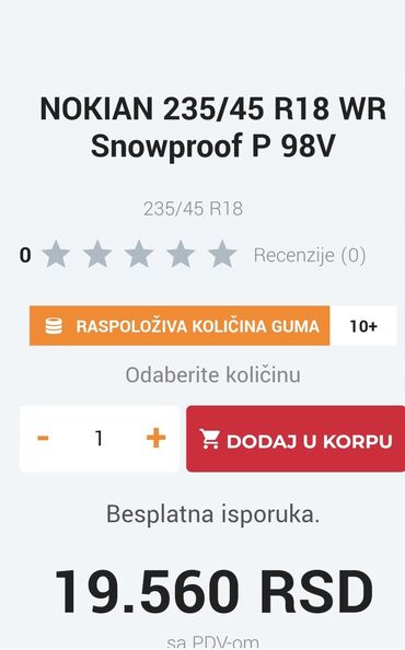 Gume i felne: Prodajem 2kom polovne zimske auto gume dimenzije 235 45 R18 Nokian na lalafo.rs — 11 Gume i felne: Prodajem 2kom polovne zimske auto gume dimenzije 235 45 R18 Nokian — 11