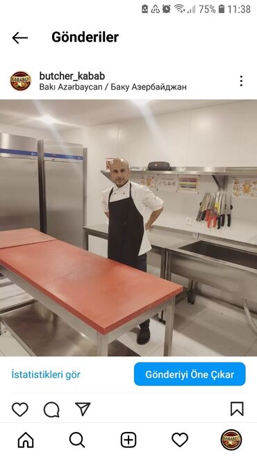 iş zonası ilə birgə çardaq çarpayı: Butcher chef (qessab) boyuk seviyyeli otellerde islemisem, qessab isi