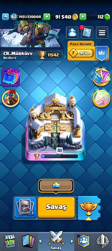 Digər kolleksiyalar: Clash Royale hesabı - Kral səviyyəsi: 62 - Kupa: 11 542+ - Qızıl: 91 — 1