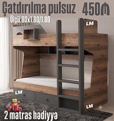 madeyra matras: İkimərtəbəli çarpayılar 2 matras hədiyyə🎁 Bir başa istehsaldan✔️ — 1