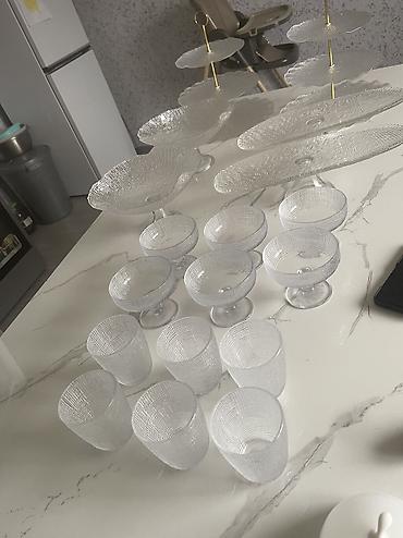 Наборы посуды: Стеклянный набор для сервировки десертов и фруктов, прозрачное — 12