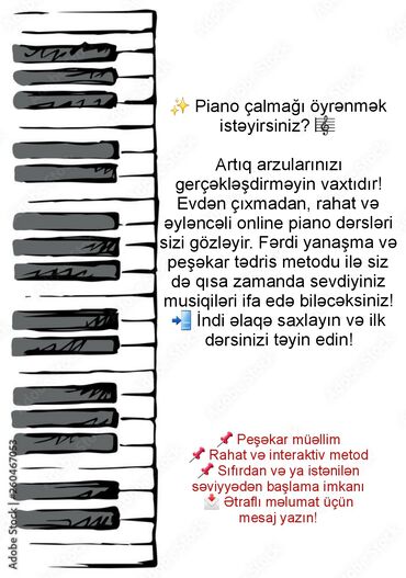 xanımlar üçün sürücülük təlimi: 📌Ən az 3 ay ərzində pianoda xəyalınızdaki mahnıları öyrənmə imkanı