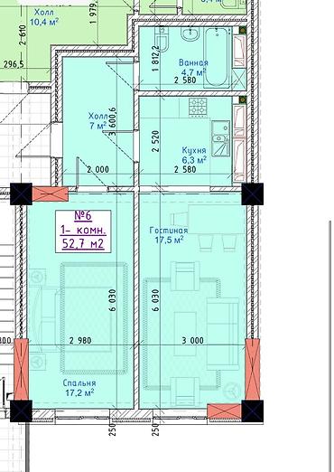 1 комната, 52 м², 8 мкр Элитка, 15 этаж, ПСО (под самоотделку)