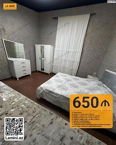 Yataq dəsti – kod: 2075 Komplektin tərkibi və ölçülər: - Çarpayı: 1 — 1