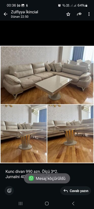 Divanlar: Künc divan, İşlənmiş, Çatdırılma yoxdur