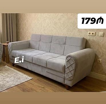 divan şəkilləri: Mebel: Açıq boz rəngdə, klassik dizaynlı 3 nəfərlik divan - Yumşaq — 1