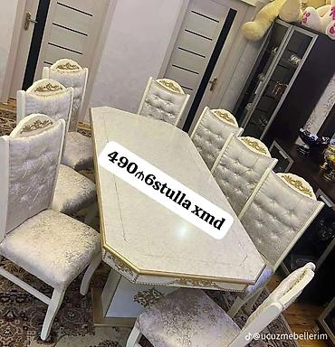 stol dəst: Qonaq otağı üçün, Yeni, Açılmayan, Dördbucaq masa, 6 stul — 1