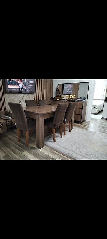 Mebel: Qonaq otağı üçün, İşlənmiş, Açılmayan, Dördbucaq masa, 6 stul — 1