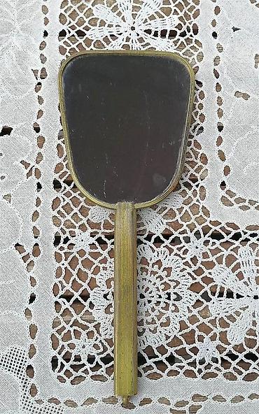 Stilska ogledala: Starinsko ručno ogledalo MESING elegantan retro detalj 30cm. Prelepo — 1