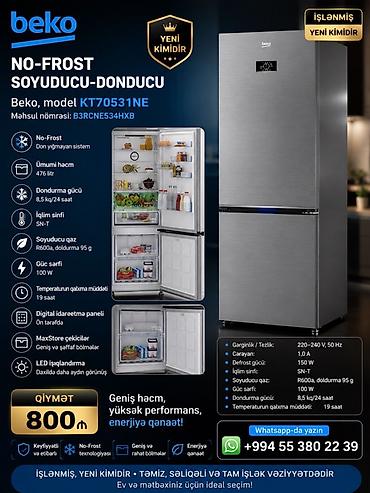 soyuducu 100: İşlənmiş 2 qapılı Beko Soyuducu Satılır, rəng - Gümüşü, Dolab içi — 1