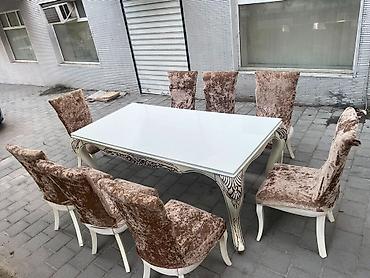 Столы и стулья: 🪑 Fıstıq ağacından keyfiyyətli stol və 6 stul dəsti Keyfiyyətli və — 6