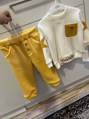 вязанные новорожденный комплект: Комплект, түсү - Сары, Жаңы