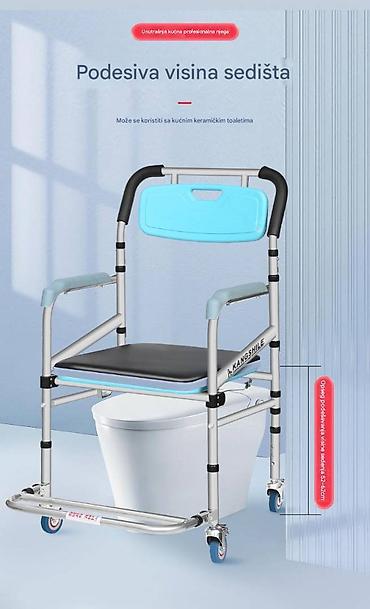 Medicinski nameštaj: Prenosiva toaletna stolica sa točkićima i noćnom posudom - 3-u-1 — 10