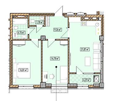 8: 3 комнаты, 73 м², Асанбай мкр Элитка, 8 этаж, ПСО (под самоотделку) — 2
