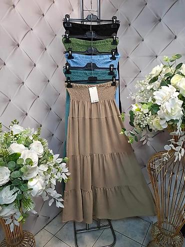 patike baletanke: Ženska boho suknja – dužina maxi/midi, sa širokim rastegljivim šmokom — 4