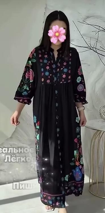 бохо стиль: Повседневное платье, Длинная модель, Платье-рубашка, Стандарт — 2