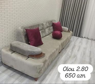 embawood divan modelleri: 1.Divan – ölçü: 2.80 m - Rəng: açıq boz (velur tipli parça) - Dizayn — 1