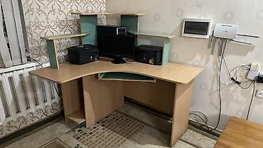 Комплект офисной мебели, Б/у, Шкаф, Тумба, Полка, Дерево, Самовывоз, Платная доставка, цвет - Коричневый
