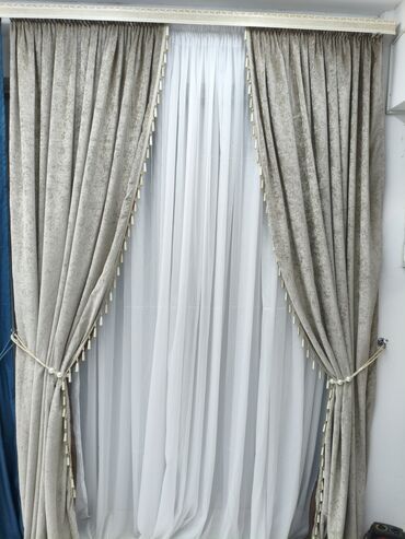 Шторы и занавески: Комплект штор, Велюр, С тюлем в комплекте, Готовое изделие, Для спальни — 18