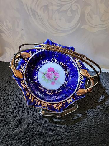 mini mikrofon bluetooth: Korpa univerzalna iz 70ih.godina. Korpa porcelan,kobalt,pozlata bez — 4