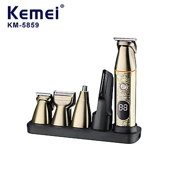 Kemei 5859 - Trimmer dəsti 5in1 / IPX6 / 7000RPM /Qızılı / TYPC — 4
