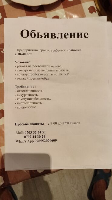 курсы технолога швейного производства в бишкеке: Другие специальности