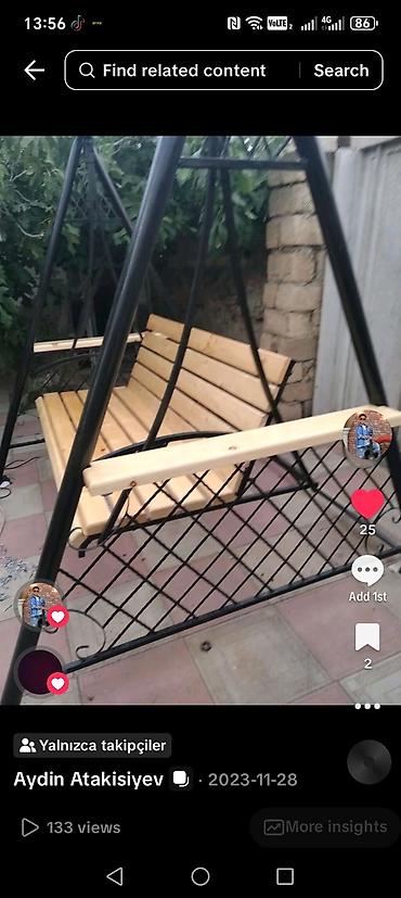 Mebel: Bağ yelləncəyi – metal karkaslı, taxta oturacaq və arxalıq - — 3