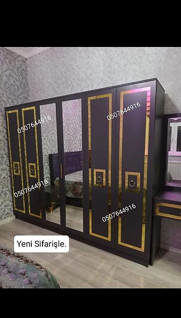 kreslo tek: Düz dolab, Yataq otağı üçün, Paltar üçün, Açılan, Korpuslu, 6 qapı — 3