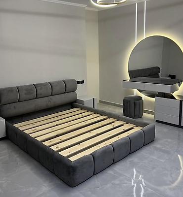 masa oturacaq: Müasir yataq otağı dəsti - Dizayn: Minimalist və modern üslub, boz — 1